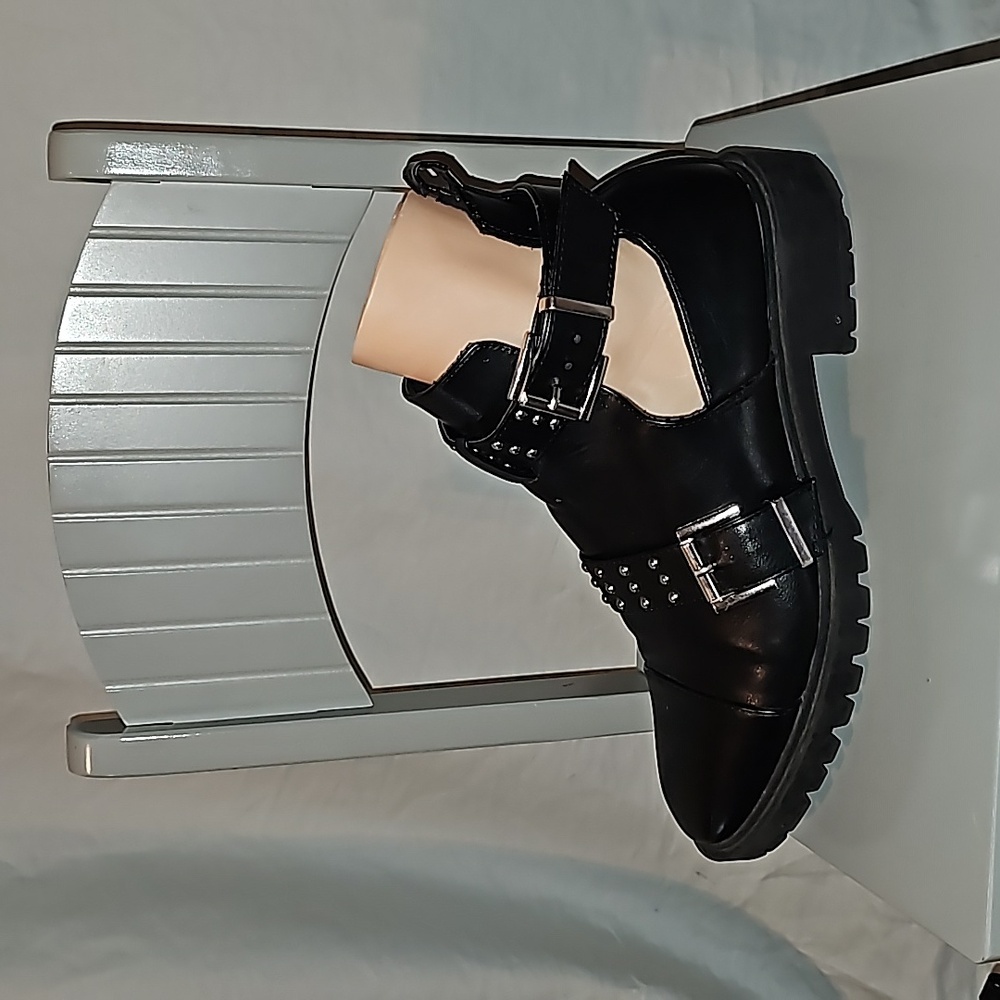 ASOS cut out studded biker ankle boots